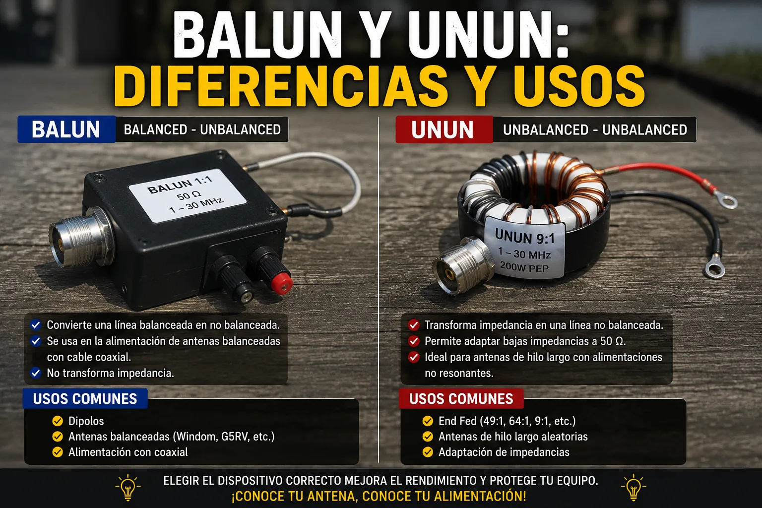 Balun y Unun: diferencias y usos